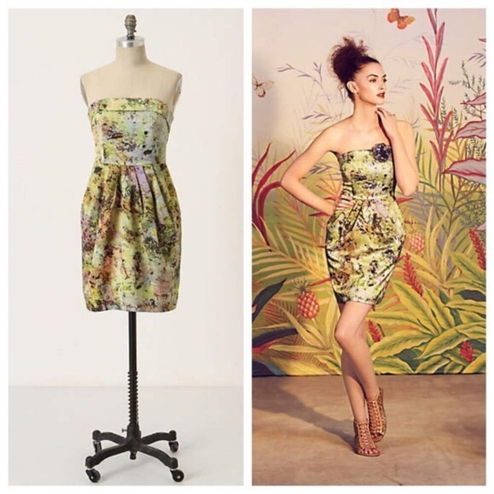 Anthropologie - McGinn Silky Strapless Cocktail Dress - 6 (can also fit sz 4)